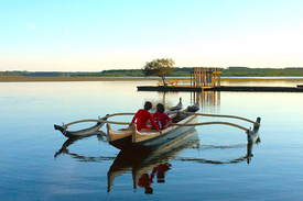 Balade en pirogue à Messanges, lac d'Azur